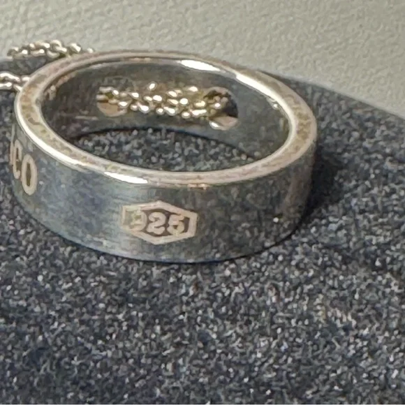 VTG Tiffany & Co. 925 Silver Circle 1837 Pendant 17” Necklace - Picture 4 of 8